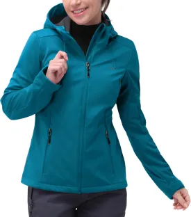33,000ft Women's Softshell Jacket with Hood Waterproof Lightweight Windbreaker Windproof Rain Shell Jacket for Outdoor Hiking