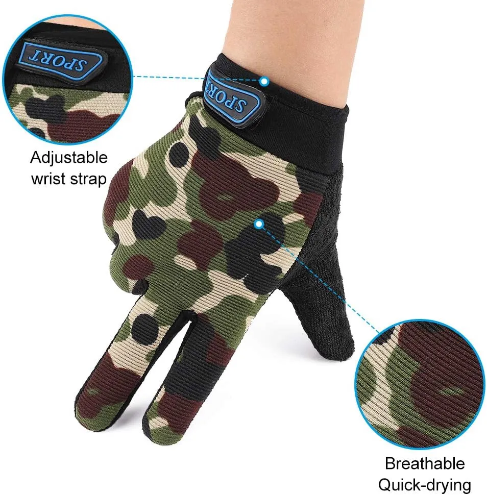 Accmor Kids Cycling Gloves - Breathable Non-Slip Full Finger Gloves for Child Cycling, Climbing, Riding, Biking & Outdoor Sports (4-10 Years Boys & Girls)