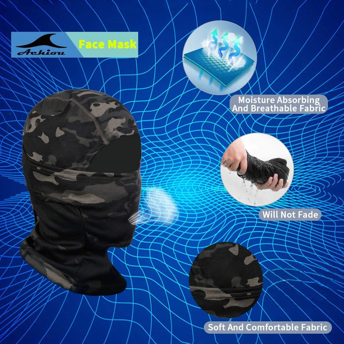 Achiou Ski Mask for Men Women, Balaclava Face Cover, Shiesty Mask UV Protector Lightweight for Motorcycle Snowboard