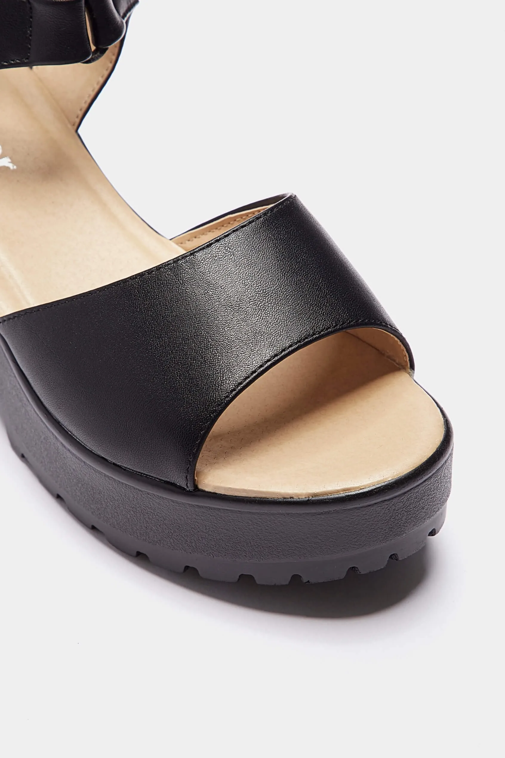 Black Ankle Lace Up Platform Sandal