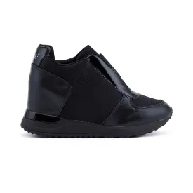 Bologna Black Wedge Heel Sneakers