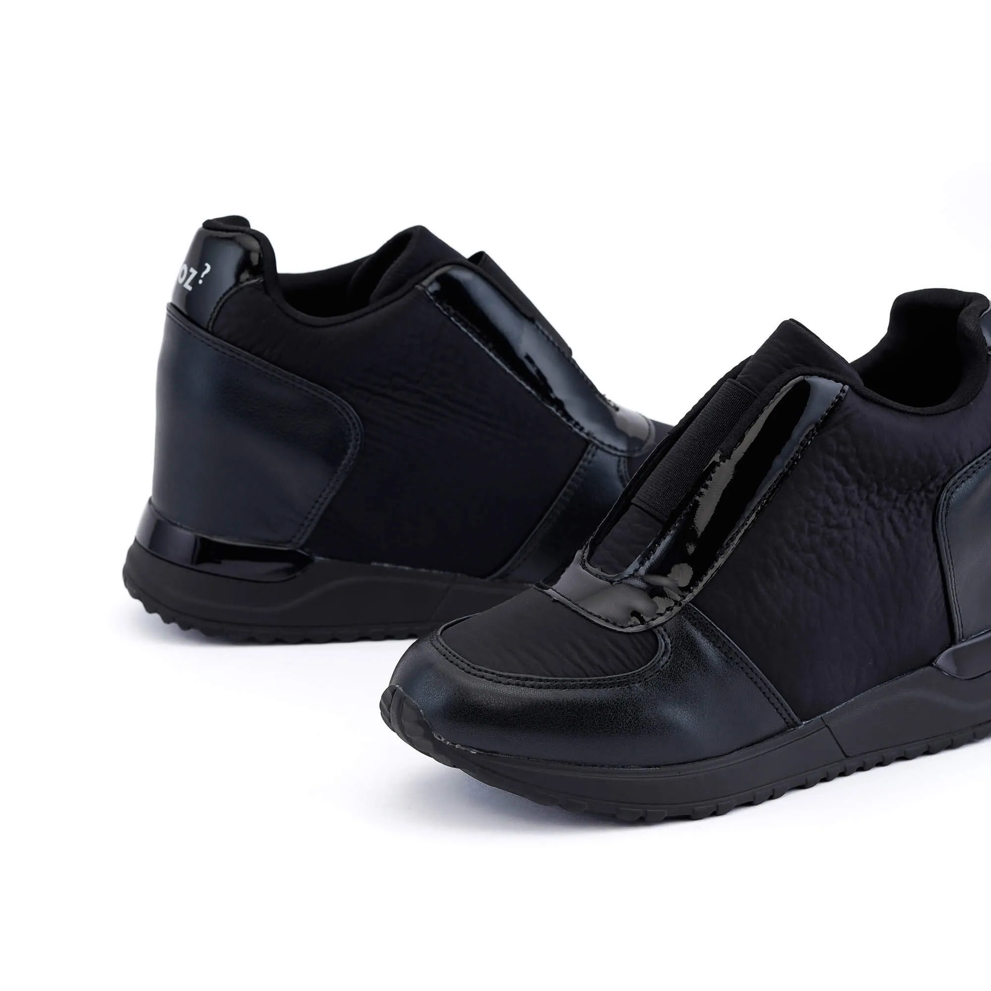 Bologna Black Wedge Heel Sneakers