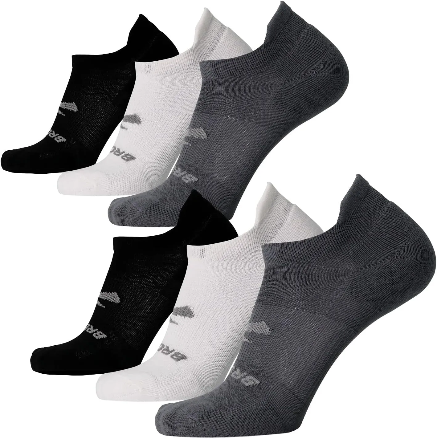 Brooks Run-In No Show Socks I Men & Women Performance Athletic Running Socks I Comfort Fit (6-Pack Set)