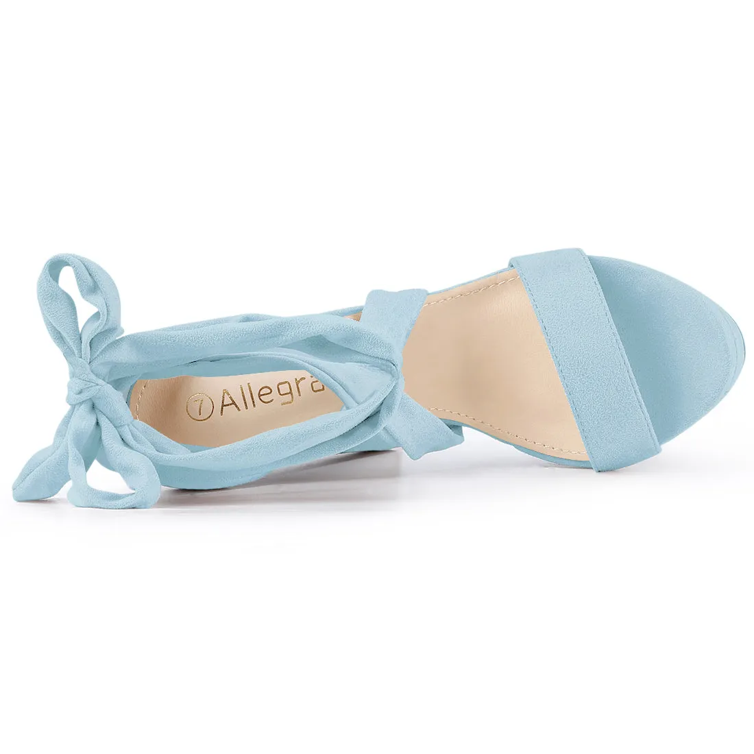 Faux Suede Lace Up Platform Block Heel Sandals
