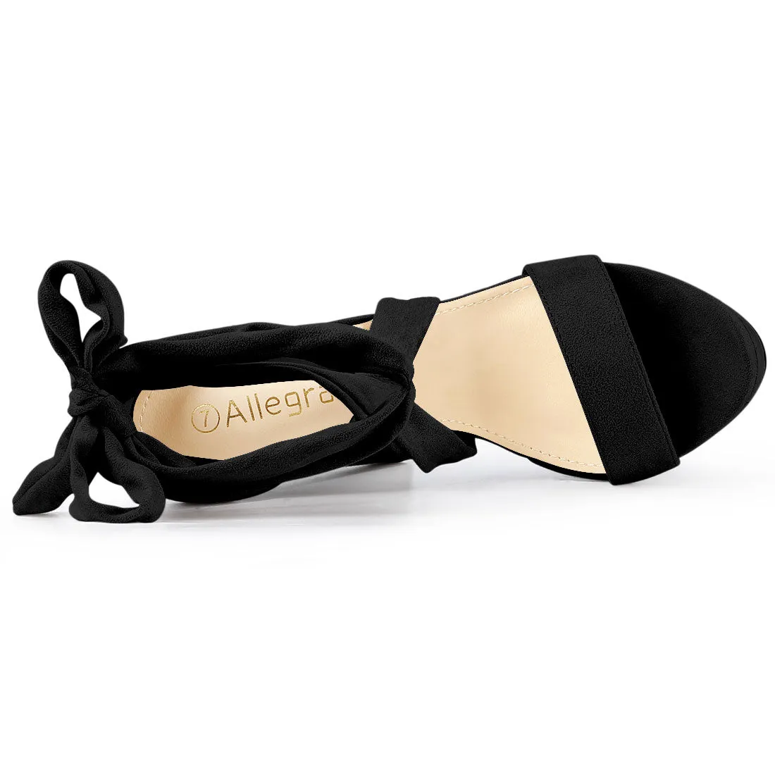 Faux Suede Lace Up Platform Block Heel Sandals