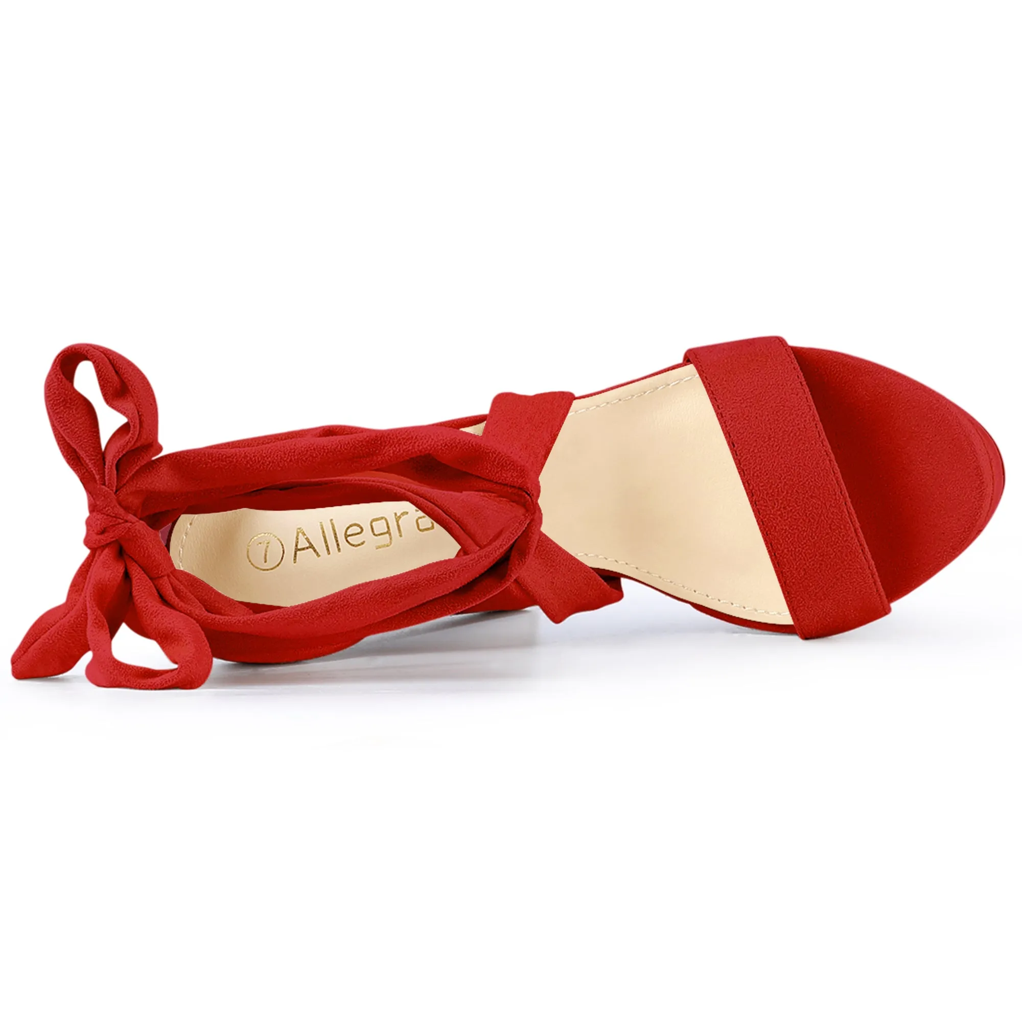 Faux Suede Lace Up Platform Block Heel Sandals