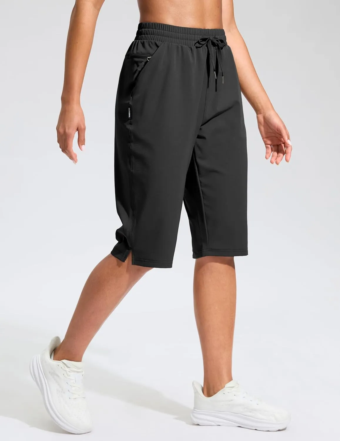 G Gradual Women's 13" Long Hiking Shorts with Zipper Pocket Lightweight Quick Dry Knee Length Bermuda Shorts for Women