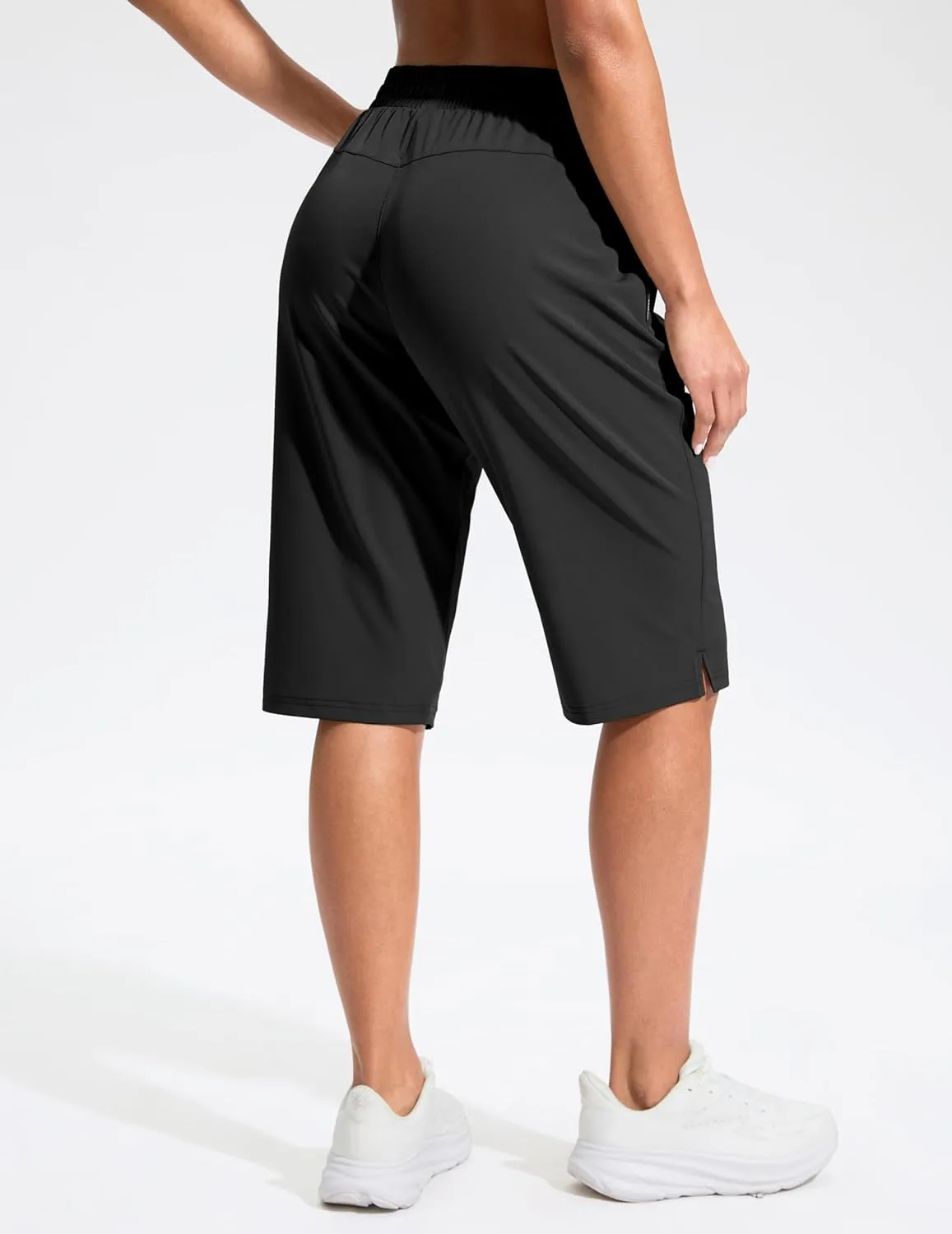 G Gradual Women's 13" Long Hiking Shorts with Zipper Pocket Lightweight Quick Dry Knee Length Bermuda Shorts for Women