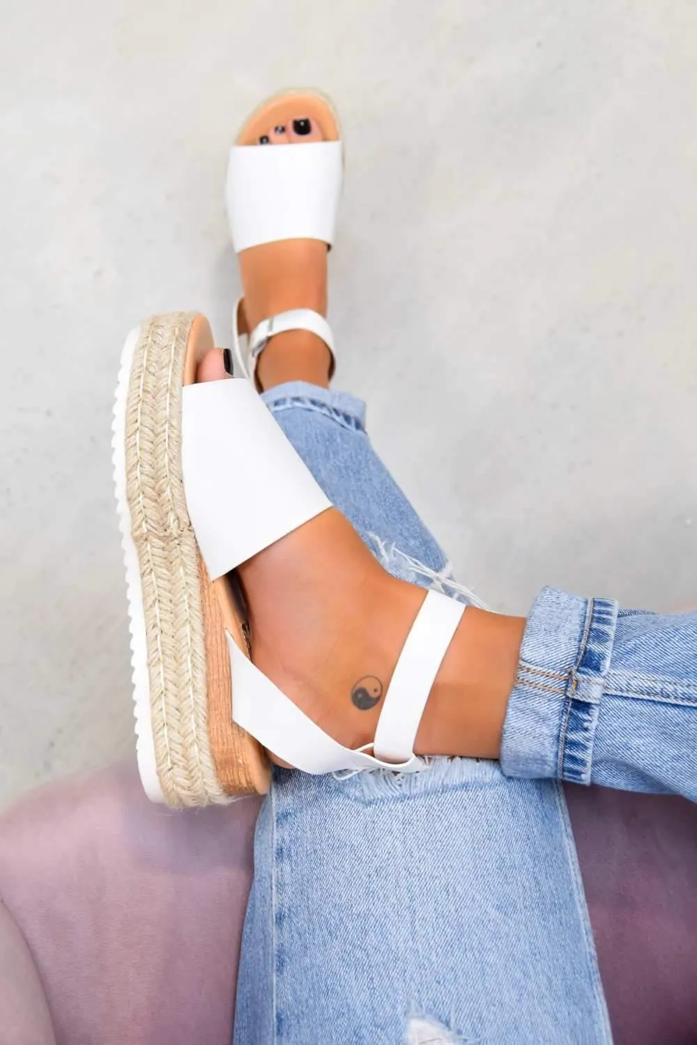 GET IT Chunky Platform Espadrille Sandals - White