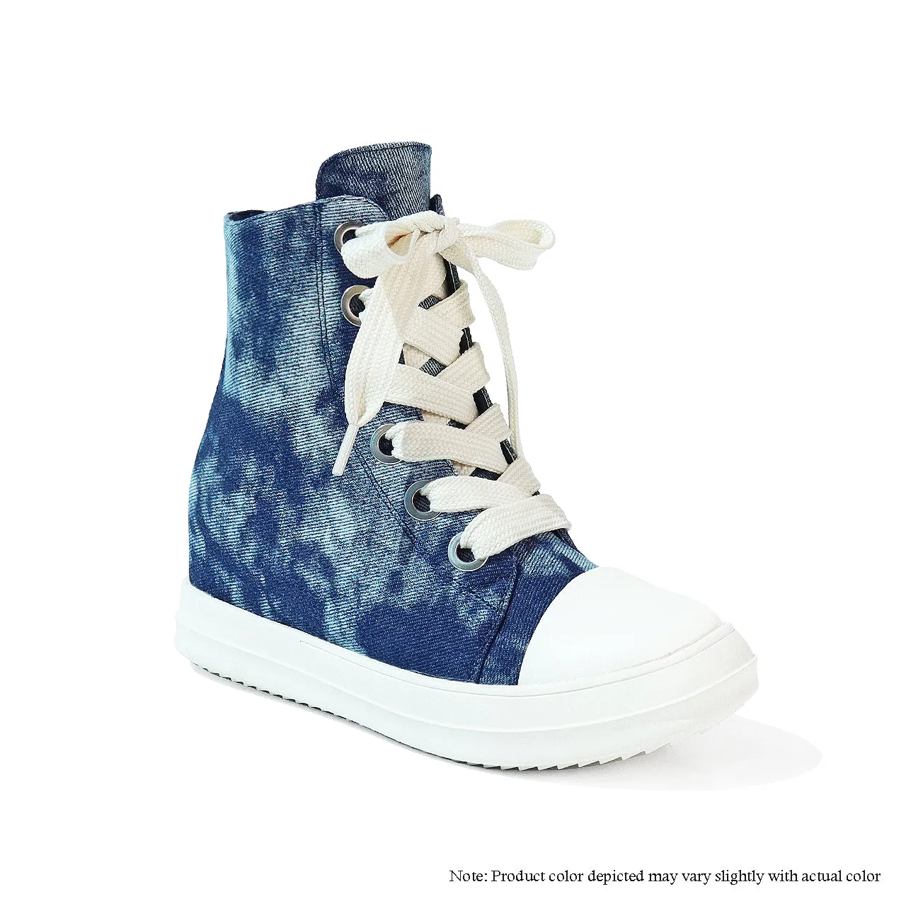 JIMMY-1 HIDDEN WEDGE LACE UP SNEAKER - DENIM