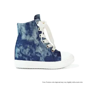 JIMMY-1 HIDDEN WEDGE LACE UP SNEAKER - DENIM