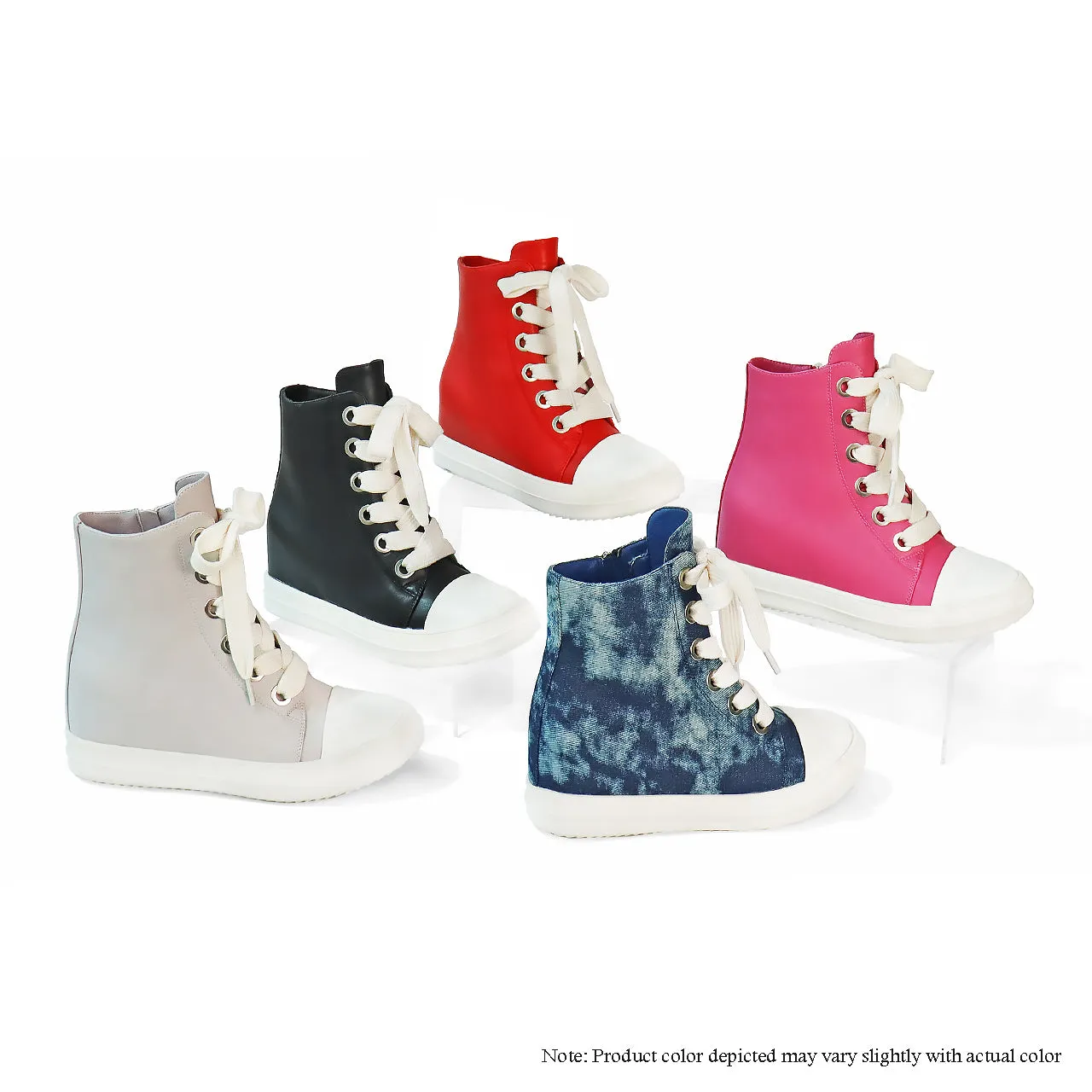 JIMMY-1 HIDDEN WEDGE LACE UP SNEAKER - DENIM