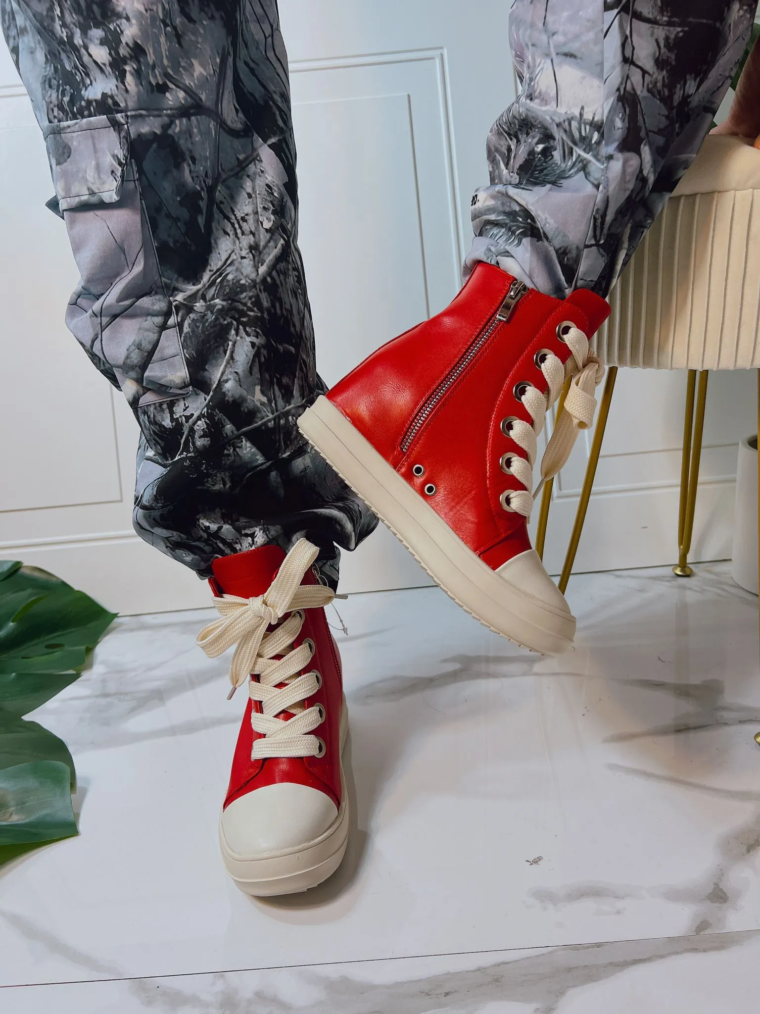 JIMMY-1 HIDDEN WEDGE LACE UP SNEAKER - DENIM