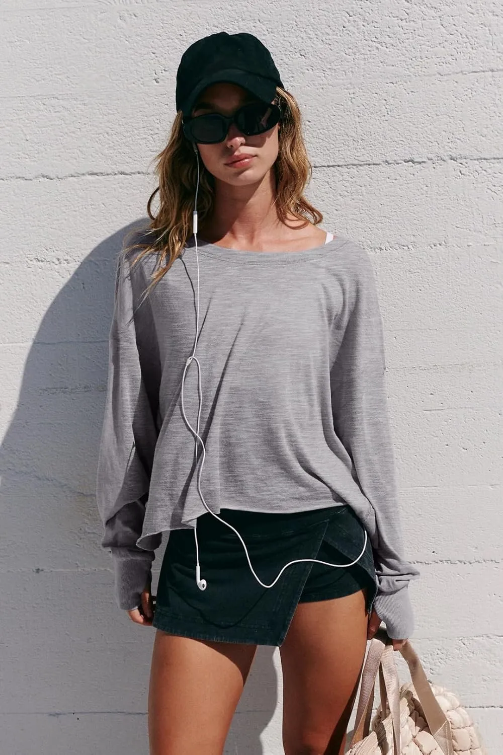 LASLULU Womens Open Back Long Sleeve Workout Tops Athletic Shirts Boat Neck Casual Running Tee Y2k Yoga Gym Tops