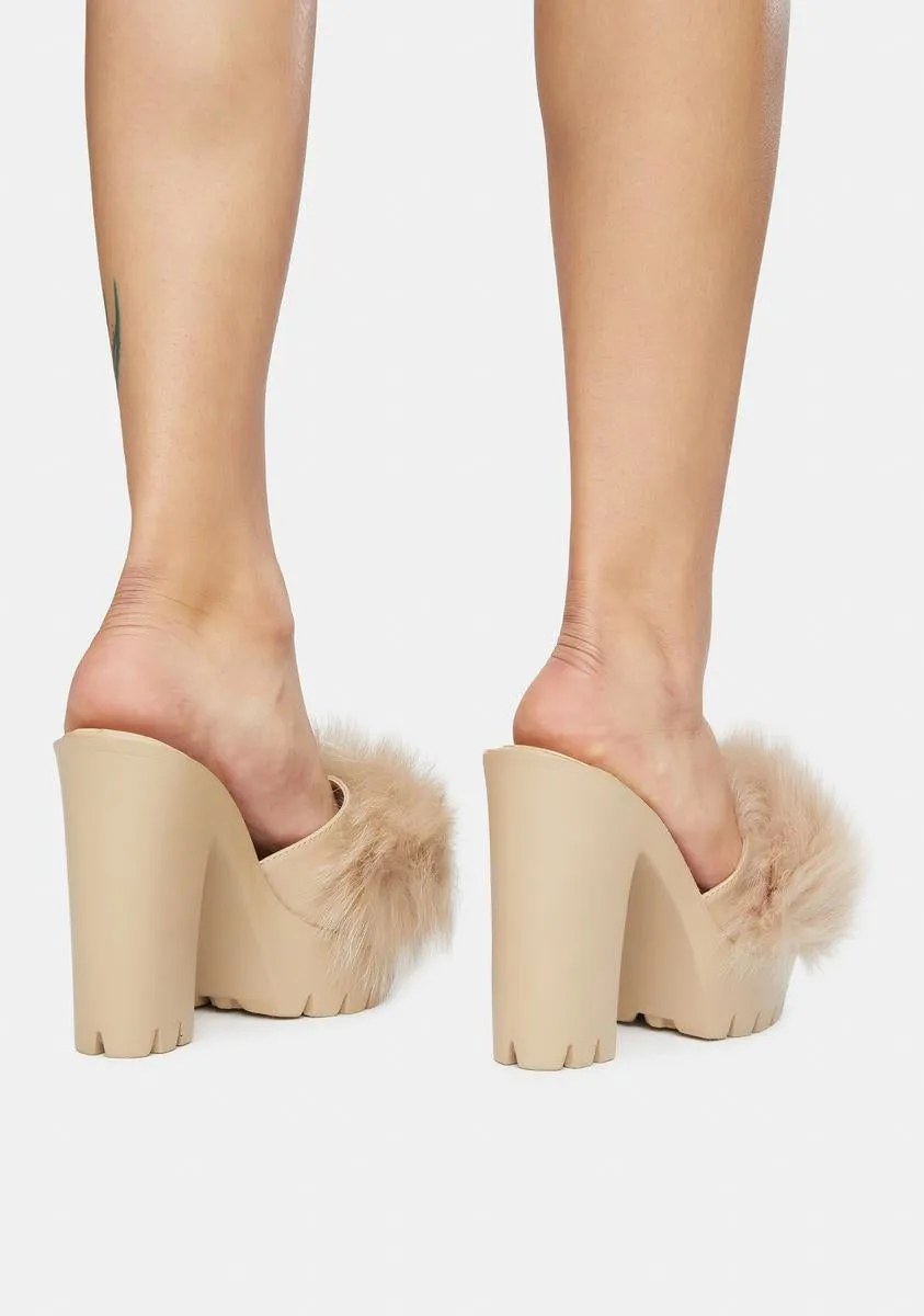 Latte Totally Buggin Feather Platform Heels