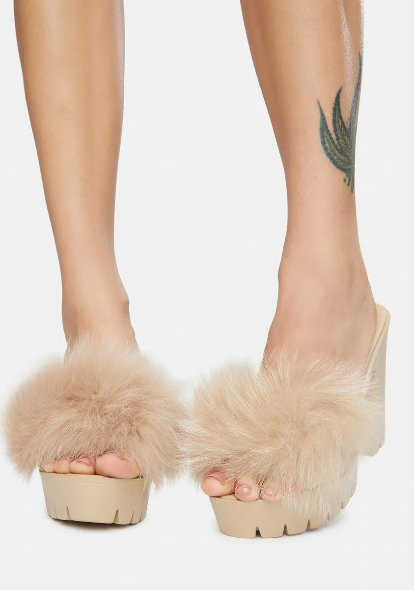 Latte Totally Buggin Feather Platform Heels
