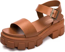 Luffymomo Women's Platform Wedge Sandals Lug Sole Sandals Adjustable Ankle Strap Chunky Heels