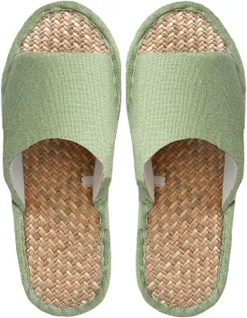 MAGILONA Women Mens Unisex Washable Cotton Open-Toe Home Slippers Indoor Shoes Casual Flax Soft Non-Slip Sole Shoes
