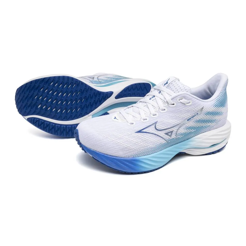 Mizuno Wave Rider 28 (Womens) - White/River Blue
