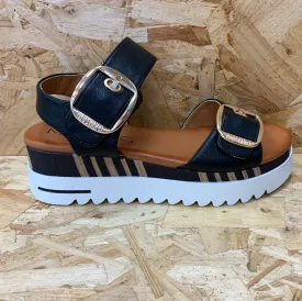 Mustang Womens Fashion Platform Sandals - Black