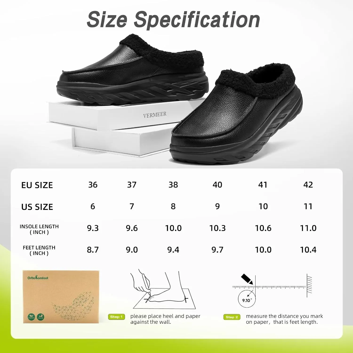 OrthoComfoot Women's Orthopedic Wide Winter Slippers for Diabetic: Comfortable Arch Support Flat Feet Plantar Fasciitis Leather Dress Shoes, Cushion Casual Warm Orthotic Foot Heel Pain Walking Shoes