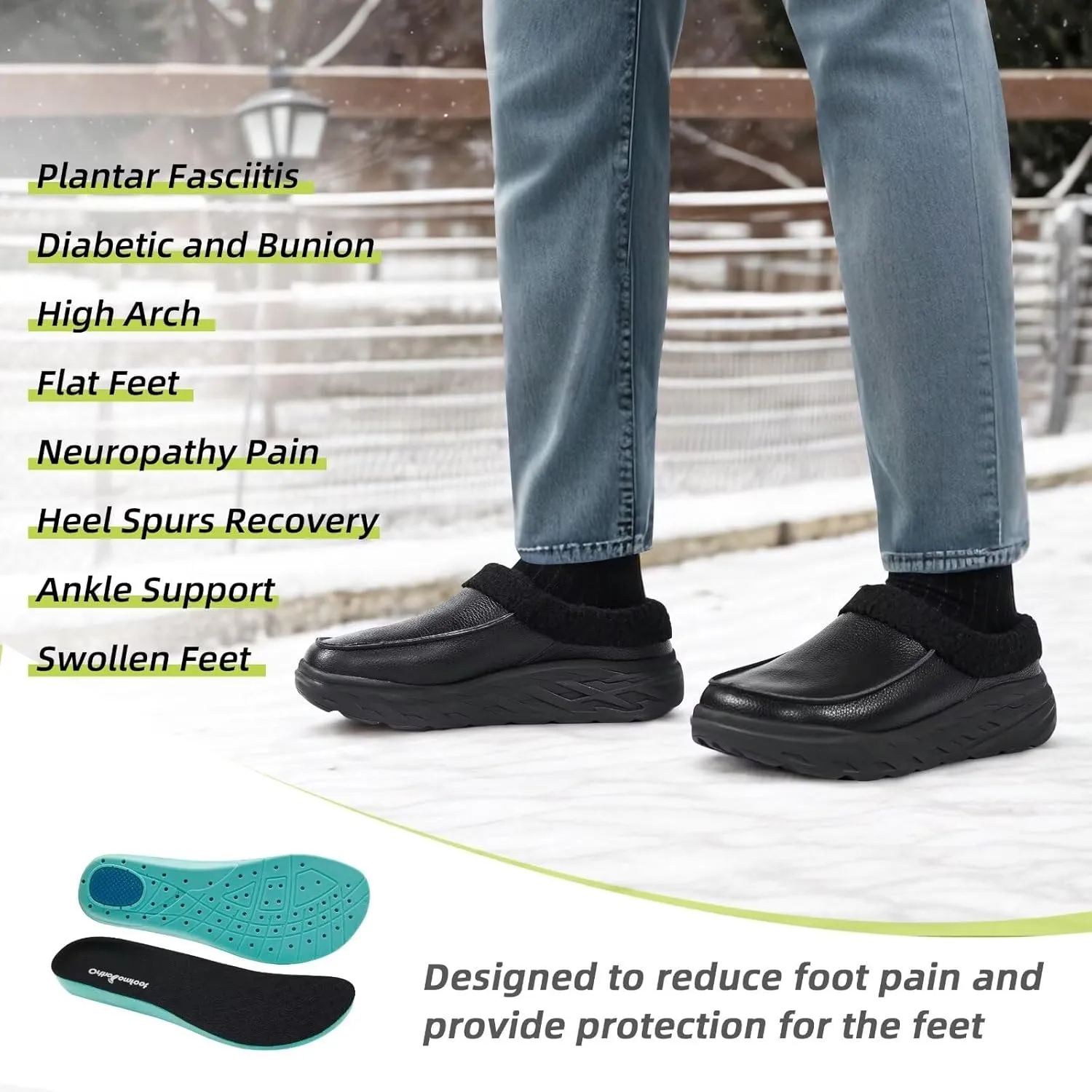 OrthoComfoot Women's Orthopedic Wide Winter Slippers for Diabetic: Comfortable Arch Support Flat Feet Plantar Fasciitis Leather Dress Shoes, Cushion Casual Warm Orthotic Foot Heel Pain Walking Shoes