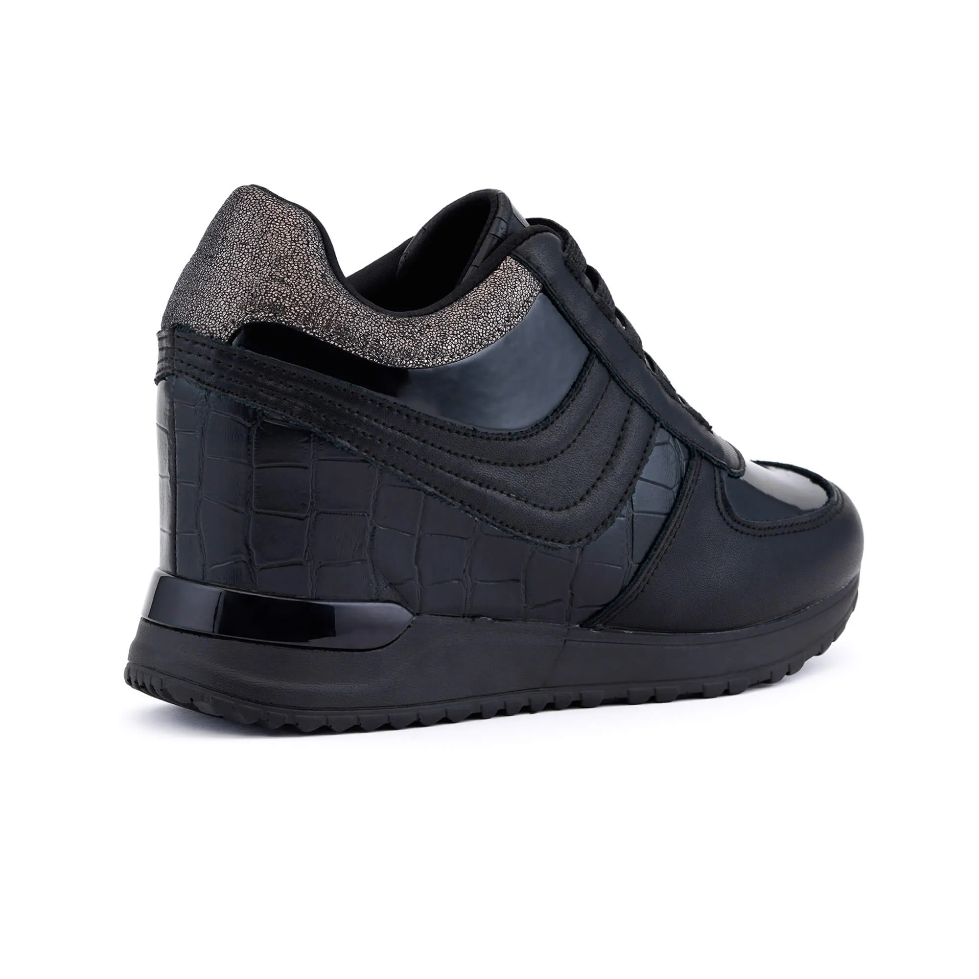 Prato Black Wedge Heel Sneakers