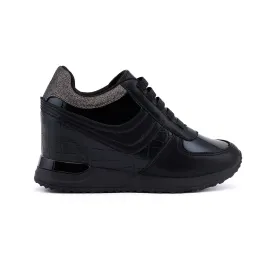 Prato Black Wedge Heel Sneakers