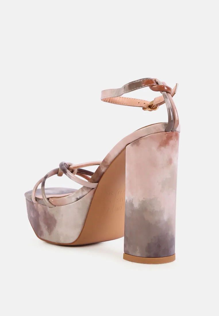 Prisma tie-dye high platform heeled sandals