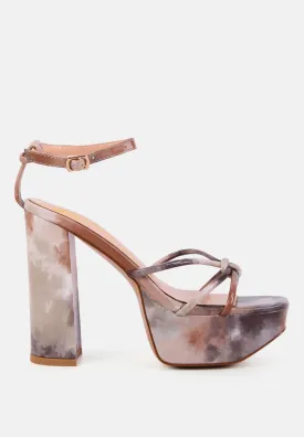 Prisma tie-dye high platform heeled sandals