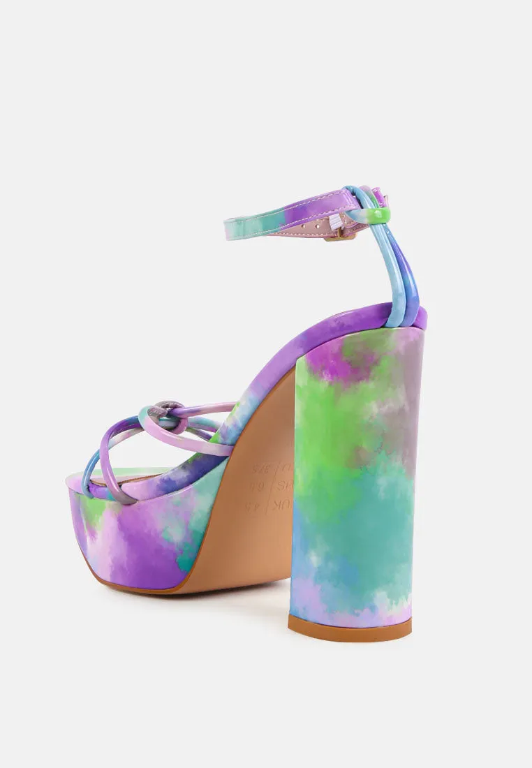 Prisma tie-dye high platform heeled sandals