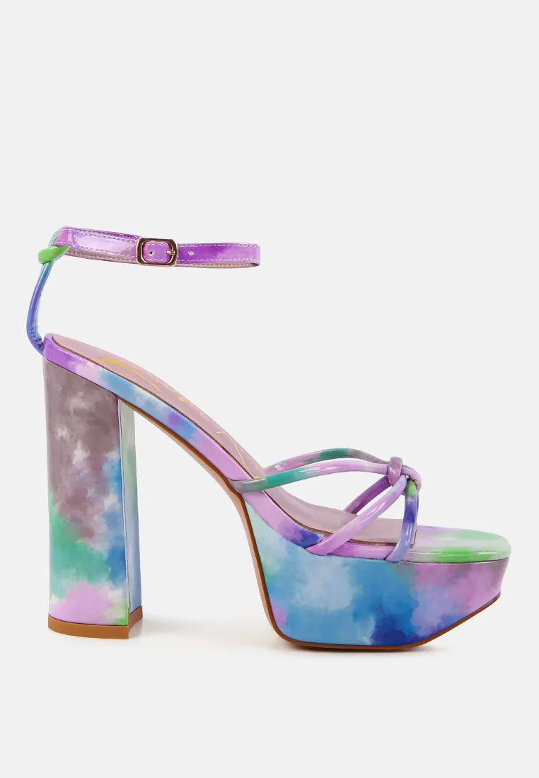 Prisma tie-dye high platform heeled sandals