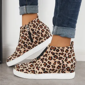 Sohiwoo  sneaker Casual Platform Hidden Wedge Sneakers High Top Ankle Booties