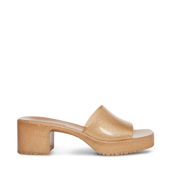 Steve Madden Harlin Gold Multi Open Toe Slide-On Single Strap Heeled Sandal