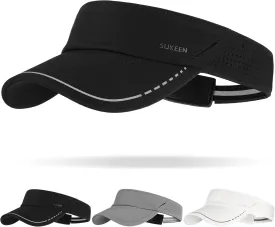 Sukeen Sports Sun Visor Men Women, Reflective Running Visor, Lightweight Adjustable Visor Hat for Golf Tennis, Sunglass Slots