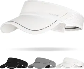 Sukeen Sports Sun Visor Men Women, Reflective Running Visor, Lightweight Adjustable Visor Hat for Golf Tennis, Sunglass Slots
