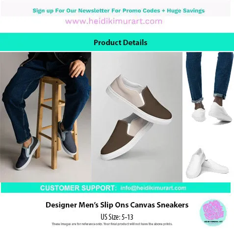 Turquoise Blue Men's Slip Ons, Solid Bright Blue Color Best Casual Breathable Men’s Slip-on Canvas Shoes (US Size: 5-13)