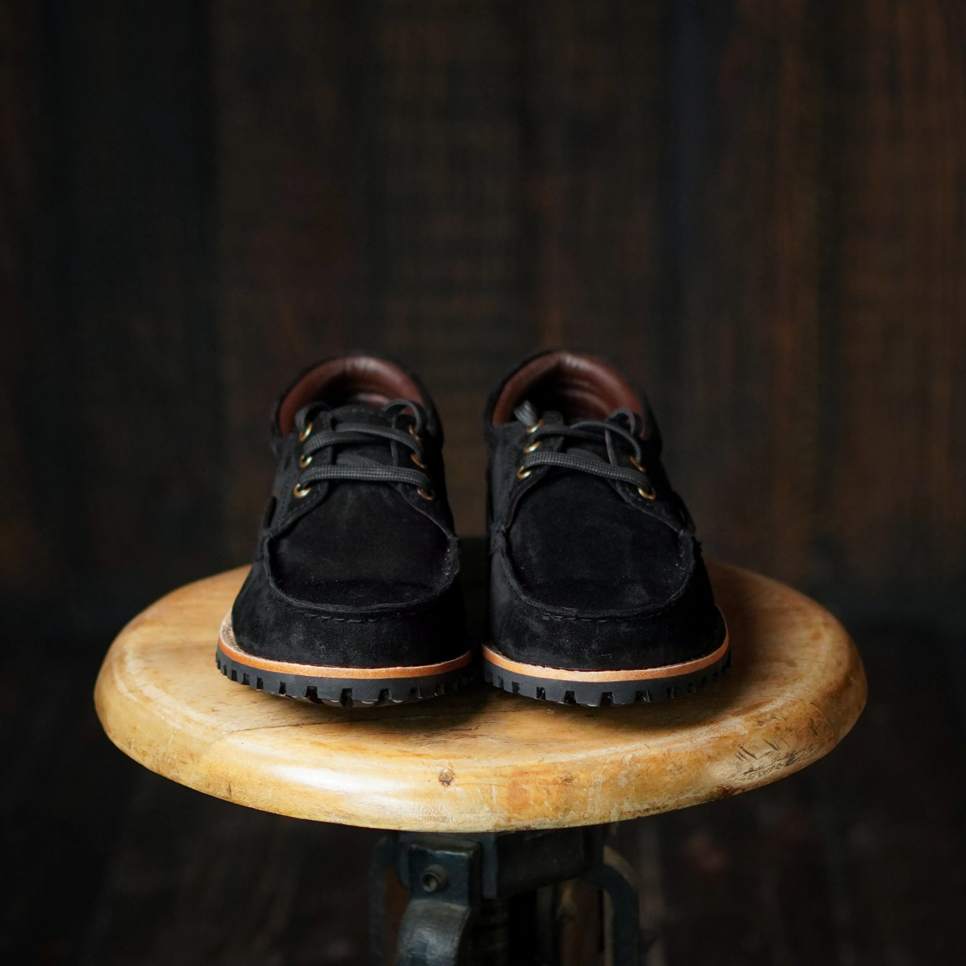 Voyager Boat Shoes Suede (Phantom Black) Goodyear Welted