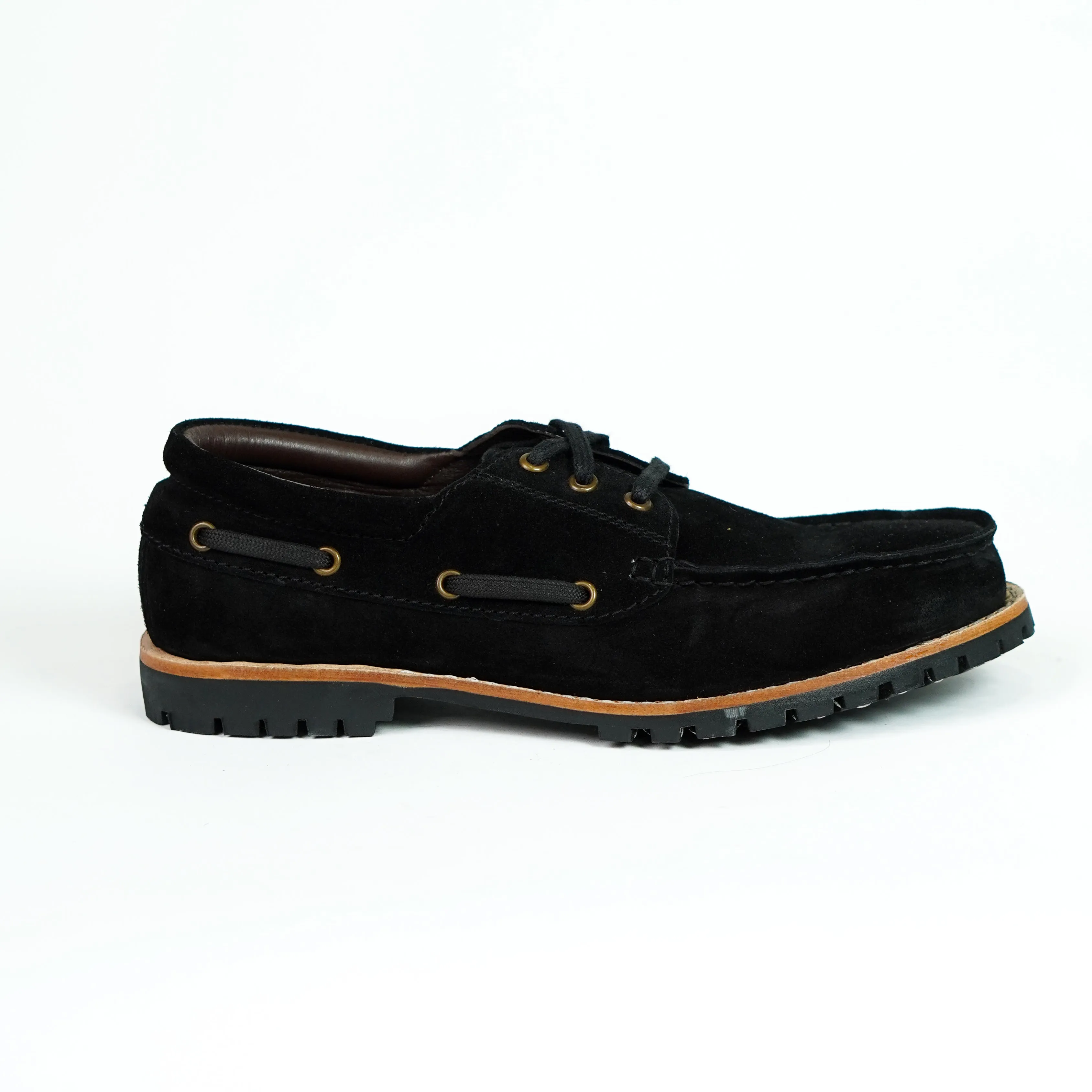 Voyager Boat Shoes Suede (Phantom Black) Goodyear Welted