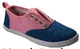 youth size 11-3 pink/blue canvas slip ons Case of 24